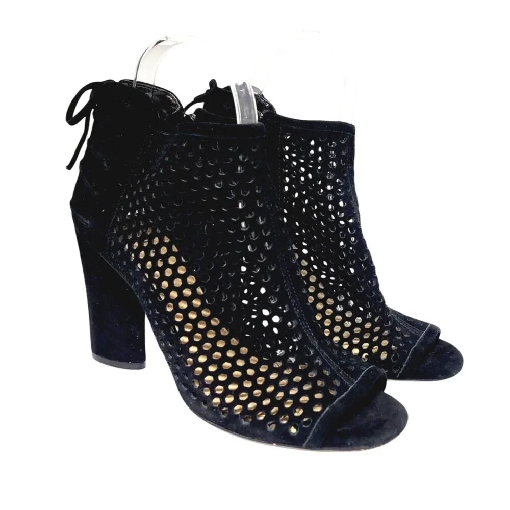 Gianni Bini Peep Toe Perforated Block Heels - Size‎ 8